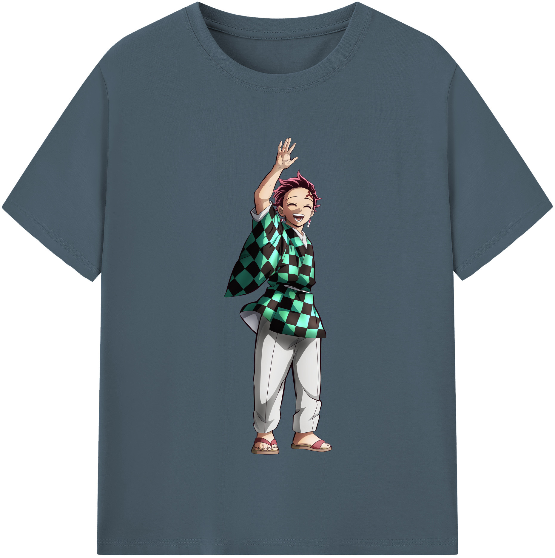 （画像用） 鬼滅の刃 竈門 炭治郎／かまど たんじろう Kamado Tanjirou 綿100％半袖Tシャツ（フロントプリント）